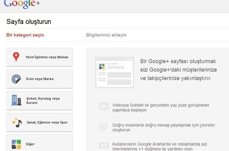 Google+ sayfaları görseli