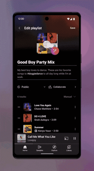 YouTube Music yapay zeka ile çalma listesi oluşturma animasyonu
