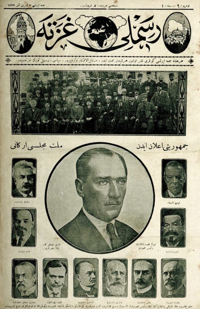 Resimli Gazete, 3 Kasım 1923, Cumhuriyeti ilan eden Meclis üyeleri ve Mustafa Kemal portresi